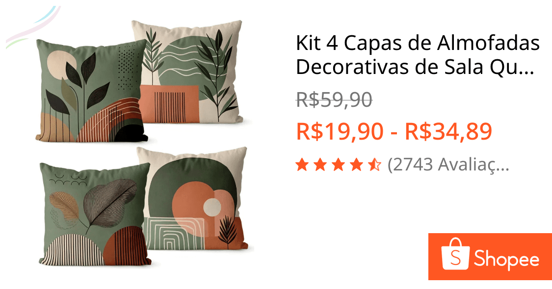 Kit 4 Capas de Almofadas Decorativas de Sala Quarto Escritório 45x45 Cm Estampas Variadas