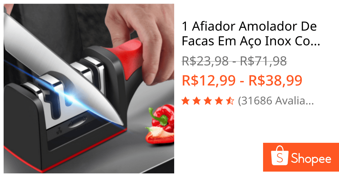 1 Afiador Amolador De Facas Em Aço Inox Com 3 Borda Profissional Base Emborrachado Promoção
