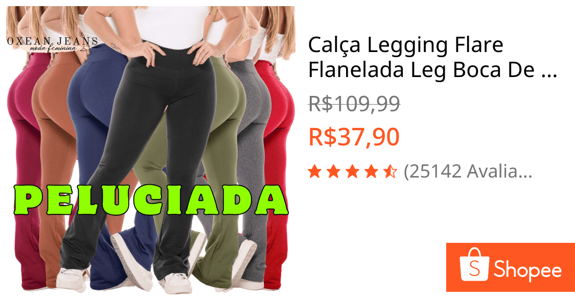 Calça Legging Flare Flanelada Leg Boca De Sino Bailarina Grossa Zero Transparência